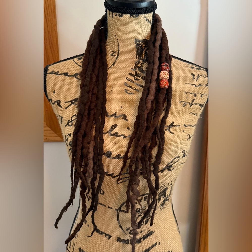 Brown wool dreadlocks